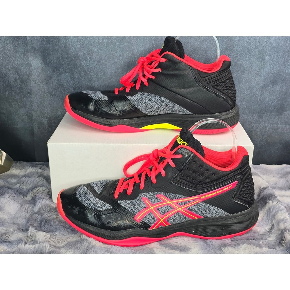 Asics Netburner Ballistic FF MT‎ Black Pink Volleyball Shoes Women Size 9.5